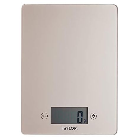 Taylor Pro Balanza Digital de Cocina de Precisión de Diseño Ultrafino, Compacta, Nivel Profesional, Función de Peso con Tara con Alta Precisión, Vidrio Cobre, 5 kg de Capacidad (1/5)