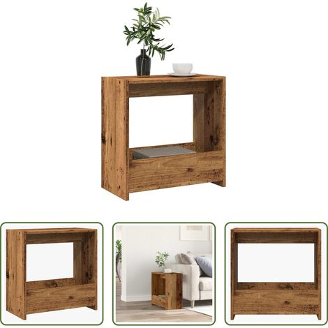 Bois d'ingénierie - Table d'appoint vieux bois 50x26x50 cm bois d'ingénierie (1/5)