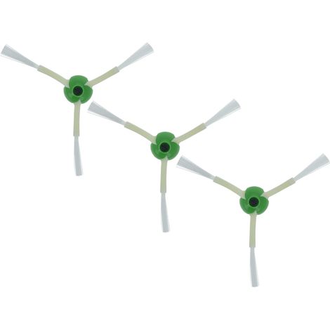 vhbw 3x spazzola laterale compatibile con iRobot Roomba i7 Plus, i7, i7+, E6, E5, E7 robot aspirapolvere - Set spazzole, bianco / verde
