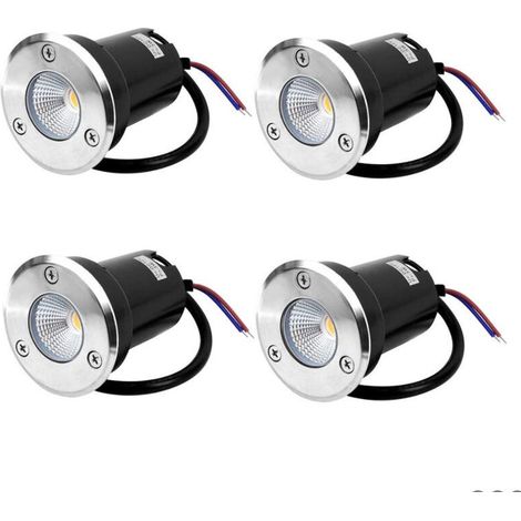 Spot encastrable au sol à LED 4, lampadaire encastré 5W pour l'extérieur, Spot encastrable au sol extérieur, antirouille, chargeable jusqu'à 800 kg, 12V-24V DC, acier inoxydable rond blanc (Blanc Chau (1/5)