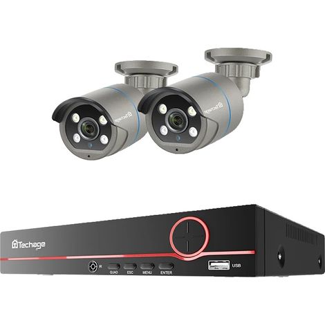 Sistema de cámaras de seguridad, resolución de 4MP, detección facial por IA, NVR de 8 canales y 8 cámaras, 3TB (), NVR de 8 canales y 2 cámaras, 1TB (1/2)
