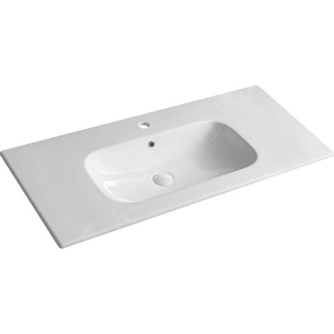 Sapho Sanovit Piedra - Lavabo pour meuble 101x47 cm, avec trop-plein, trou pour robinet, blanc 43101 (1/4)