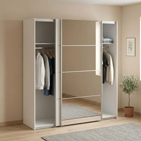 Dmora - Armario 2 puertas Astrée, Muebles de dormitorio, Vestidor, Armario de ropa, 182x64 h202 cm, Blanco (1/5)