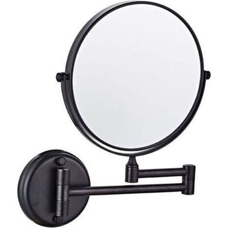 Miroir de courtoisie mural, double face, pliable, rotatif, grossissant x3, 15 cm, pour salle de bain, toilettes, chambre, or rose (1/2)