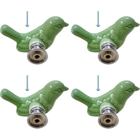 Lot de 4 poignées porte placard motif oiseau vert, tiroir en (1/5)