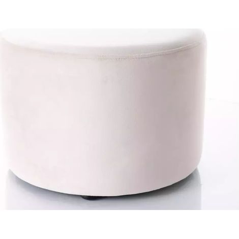 Pouf en velours rond beige clair DELI 43 x 32 cm