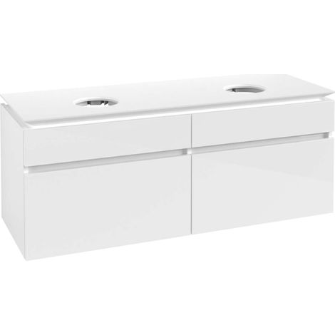 Meuble de rangement Legato B592 VB WTUS 1400x550x500mm 4 tiroirs pour 2 personnes Blanc brillant (1/5)