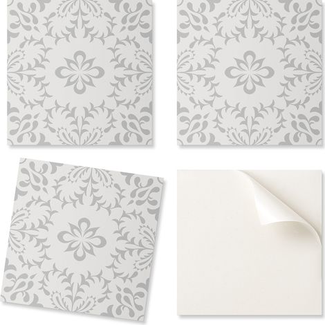 Baldosas de vinilo autoadhesivas con estampado floral y detalles, 20x20x20 cm.