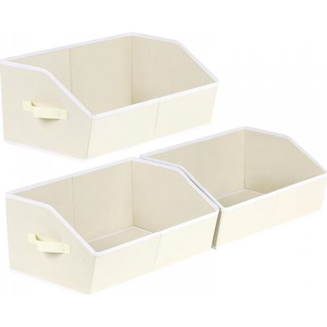Coffre de rangement trapézoïdal beige 422820cm 3 paniers de rangement pliables pour ranger vêtements, livres et couvertures (1/5)