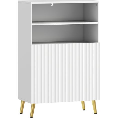 CHICFURN Mueble de baño 60x31,8x93 cm de MDF blanco con almacenaje y cierre suave (1/5)