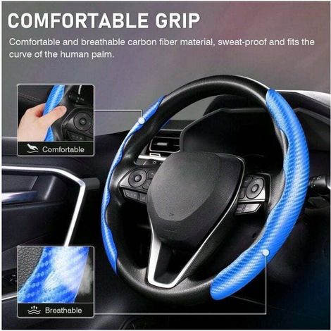 Housse de volant, housse de volant en fibre de carbone, housse de volant de voiture pour homme/femme, antideslizante, agarre cómodo, duradera, universel, 99% accessoires pour l'intérieur de la voiture