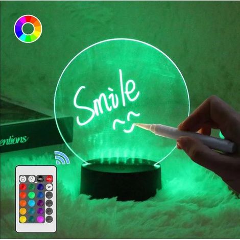 Mehrfarbiges LED Schreibtafel Nachtlicht RGB abwischbar inkl. Fernbedienung und Marker Whiteboard (1/5)