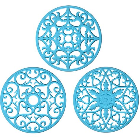 Dessous de plat en silicone extra épais pour plats chauds, casseroles et poêles, manique, dessous de plat pour protéger votre table et votre plan de travail, lot de 3 (1/5)
