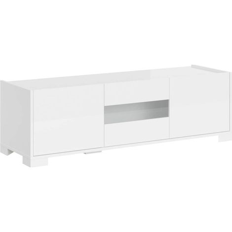 Porta TV 3 ante 130x40x40 cm Riflesso bianco lucido