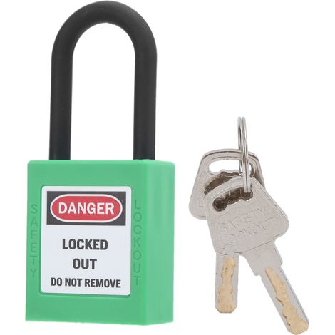 Cadenas de sécurité 38 mm/1,5 po, isolant, anti-poussière, avec 2 clés, pour usines, chantiers de construction et hôpitaux (vert)