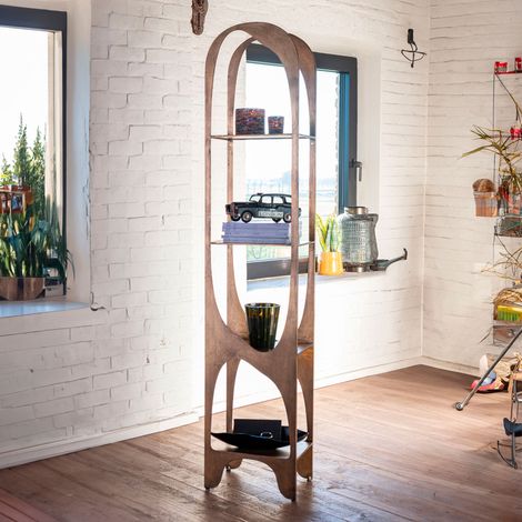 Etagère design 4 niveaux 41,5x30x200 cm en métal doré (1/5)