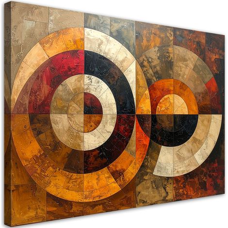 Quadro su tela, Cerchi geometrici astratti in tonalità calde, 90x60 (1/5)