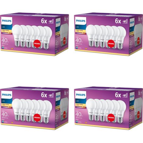 Philips Conjunto Pack E27 Bombilla Estándar Mate 40W No Regulable Luz blanca cálida - 24 unidades (1/3)