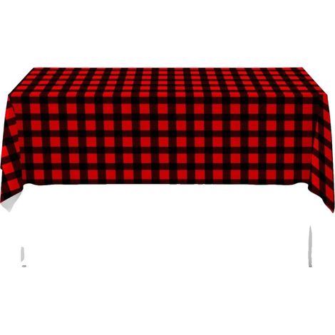 Tovaglie monouso in PVC, design moderno a quadri, 2 pezzi, rosso-nero (1/2)