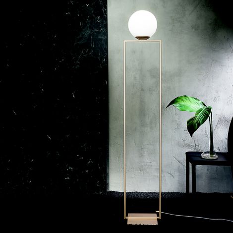 Piantana H169 cm in metallo Oro e diffusore in vetro Bianco SHIRLEY (1/2)