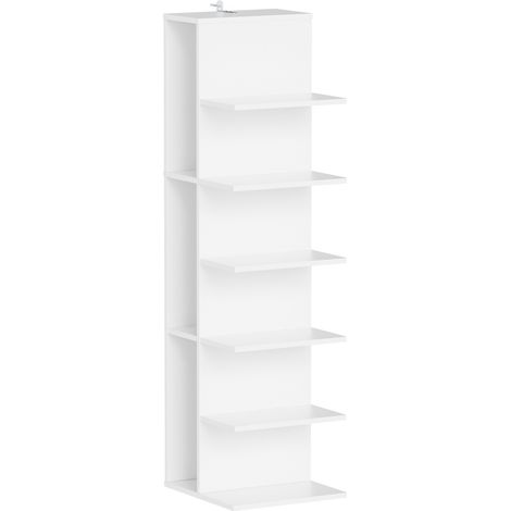 SoBuy  Estantería de pared de madera blanca mate  Librería estrecha con 7 baldas  Mueble de almacenamiento para salón  30×32.5×110.5 cm  Capacidad de carga 45 kg  STR14-W (1/5)