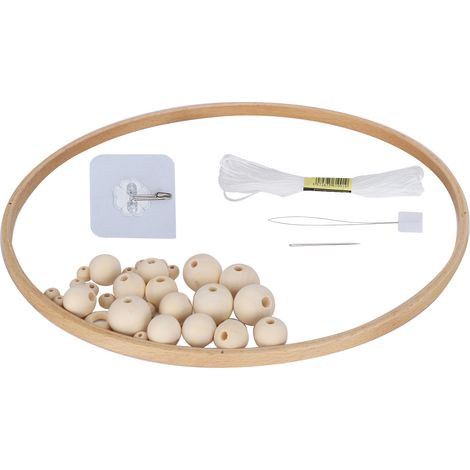 Kit de carillon à vent à faire soi-même, perles rondes en bois, ornements artisanaux, pendentif décoratif fait main (1/5)