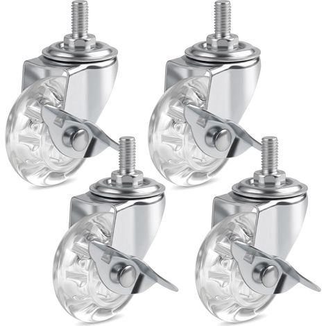 4 Pièces Roulette Meuble, Roulettes Transparent Pour Meuble Tige Filetée M8 (1/5)