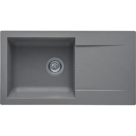 STRADOUR Evier a encastrer EINNA, en SMC GRIS BETON - 16, 1 bac, dim. 78 43,5 cm, vidage manuel (1/2)