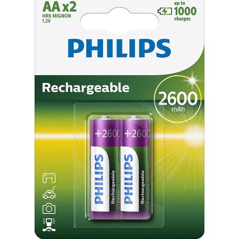 Akkus philips wiederaufladbar r-6 2600mah pack 2