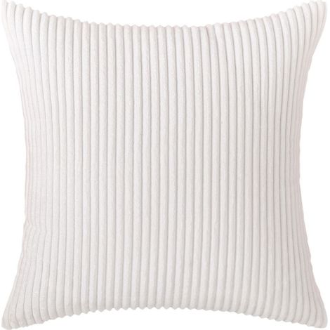 Lot de 2 housses de coussin en velours côtelé blanc, 40x40 cm, décoratives, pour salon, chambre, lit. (1/4)