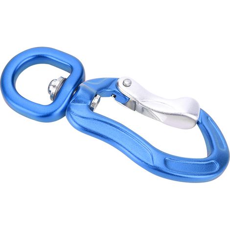 Mousqueton multifonctionnel en alliage d'aluminium pour activités de plein air et de montagne, boucle de sécurité en D bleue (1/5)