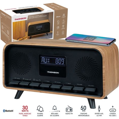 THOMSON RT850BT RADIO SVEGLIA FM MICRO HIFI Bluetooth® STEREO VINTAGE LEGNO