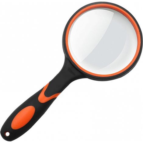 Loupe de poche 10x (Orange et Noir) avec trou de suspension, pour enfants plus âgés, en caoutchouc coloré (1/5)