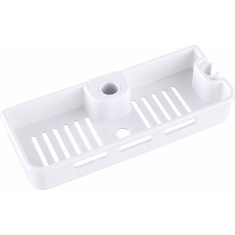 Estantería de Ducha sin Taladrar Blanca para Barra de 24 mm (1/5)