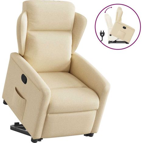 Relaxsessel mit Aufstehhilfe Creme Stoff