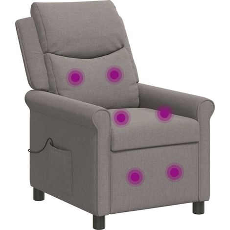 Recliner Massage Chair Taupe 69 x 93 x 102 cm Fabric vidaXL (1/5)