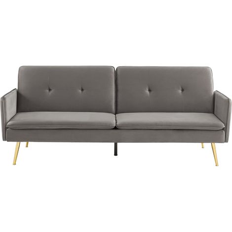 Canapé Droit 3 Places Convertible en Velours Anthracite (1/5)