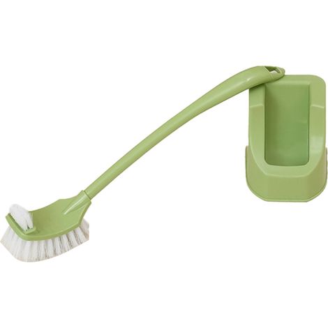Doppelseitige Toilettenbürste mit Halterung, Reinigungskopf aus Kunststoff für Bad, Zuhause, Hotel, Schlafzimmer, Grün (1/5)