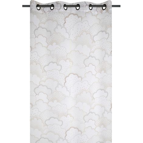 Voilage à œillets motif nuage pour chambre d’enfant Marron Clair 140x260 cm (1/2)