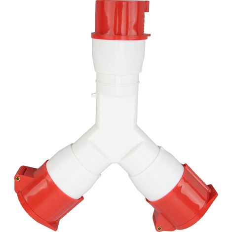 Multifunktionale 3-fach-Industriesteckdose, 5-adrig, 3P NE 16A, Schutzart IP44, wasserdicht, Y-förmig, für Industrie und Luftfahrt, 380–415 V (1/5)