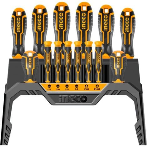 Set Cacciaviti Giraviti di precisione a taglio croce Kit 14pz con supporto Ingco HKSD1428 (1/4)