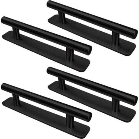 maniglie autoadesive per mobili, 128 mm, in acciaio inox, per cucina, non richiedono foratura, ideali per armadi, cucine, porte scorrevoli e porte finestre (nere)