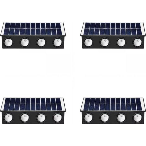 4pz Applique Lampada Parete RGB 8 LED Ricarica Solare Set Esterno Muro Ip65 (1/5)