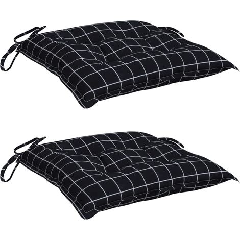 vidaXL Coussins de chaise lot de 2 carreaux noir 50x50x7 cm