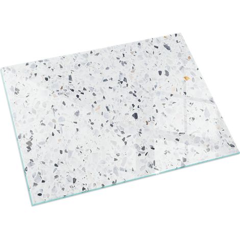 Décorative Plaque de protection de sol en verre trempé pour cheminée ou poêle moderne Motif pierre avec particules 120x80 cm (1/5)