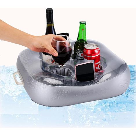 Porte-verre gonflable pour bar de piscine, 4 orifices, porte-verre flottant, en pvc de haute qualité, structure stable, idéal pour l'été, piscine, fête, piscine (1/5)