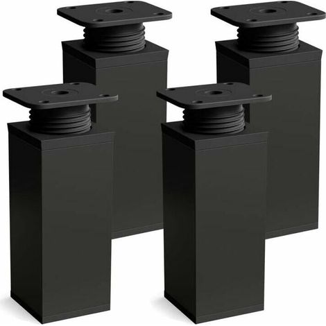 Lot de 4 pieds de meuble Design : noir mat Hauteur : 60 mm réglable Forme angulaire (1/4)