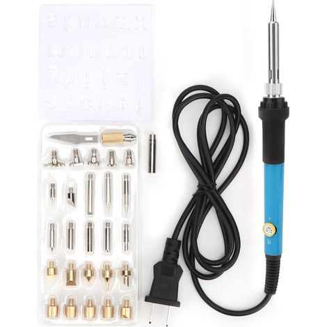 Kit de fer à souder électrique à température réglable 110V, 27 embouts de soudure bleus, prise US (1/5)