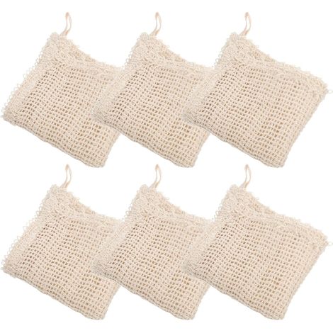 Lot de 6 Serviettes Exfoliantes Bain en Coton et Lin Beige, à Mousse Rapide, pour Gommage Corps et Usage Quotidien (1/5)