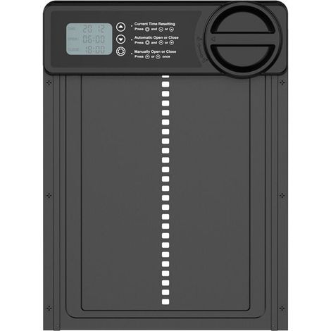 Puerta automática para gallinero con temporizador antipinzamiento, puerta automática de aluminio para gallinero, funciona con pilas (pilas no incluidas) (1/4)